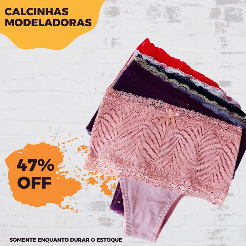 Kit Calcinha modeladora cintura alta com 10 peças